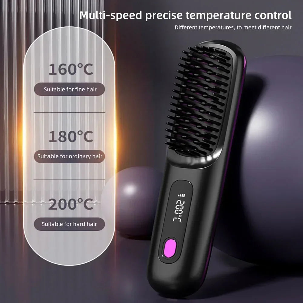 Brosse Lissante Ionique Sans Fil – Rechargeable USB-C – Écran LCD – Lisséo™